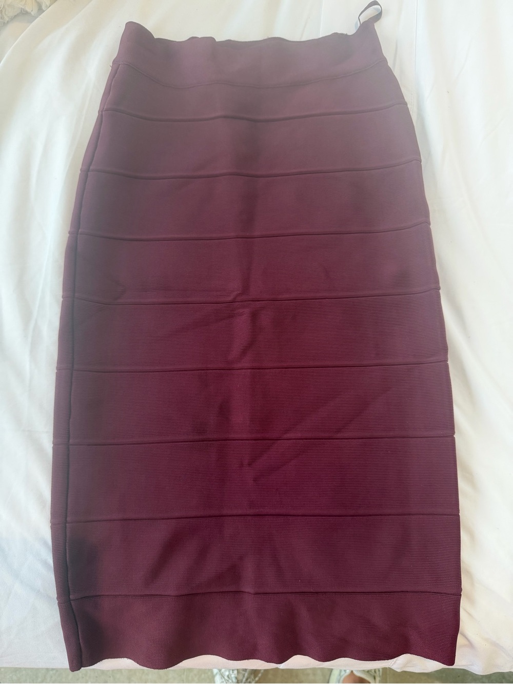 BCBGMaxAzria Ribbed Pencil Skirt in Deep Burgundy